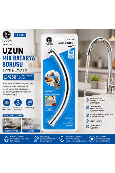 Marsilyan KUĞU EVYE - LAVABO UZUN MİX BATARYA BORUSU KROM KAPLAMA - VAKUMLU -...