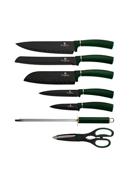 Berlinger Haus SET 6 CUȚITE + FOARTEȘTI PE SUPORT VERDE SMARALD LINIE METALIC...