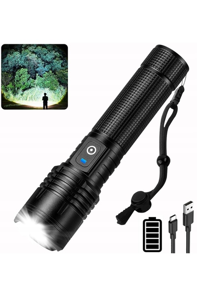 NO BRAND Lanterna LED 100000 Lumeni Impermeabilă IPX7 Zoom Camping