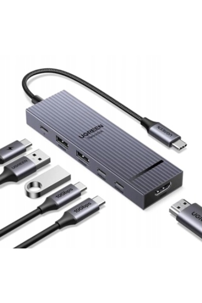 Ugreen HUB CM818 6-în-1 HDMI 4K 60HZ ADAPTOR 10GB/S STAȚIE DE ANDOCARE DE REȚEA