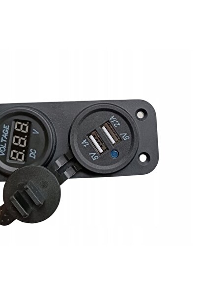 NO BRAND Panou de control cu priză brichetă + încărcător USB + voltmetru (IN318)