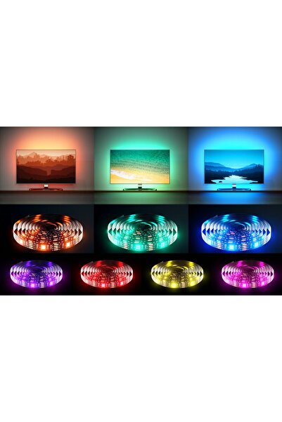 NO BRAND Bandă LED RGB 5V pentru TV cu USB și Bluetooth, 4m