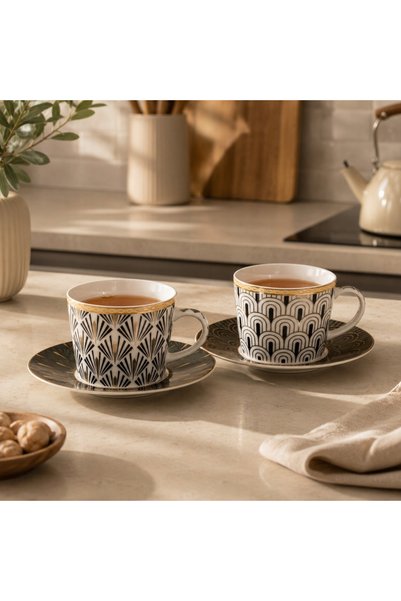 NO BRAND SET DE CĂNI DE PORȚELAN 220 ML PENTRU CAFEA ȘI CEAI, CADOU CU TIPĂNĂ