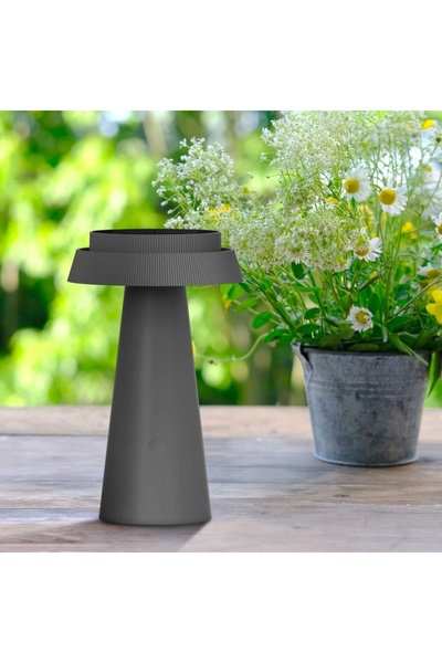 NO BRAND Lampă de masă solară LED, gri, tip ciupercă, reîncărcabilă USB-C, IP...
