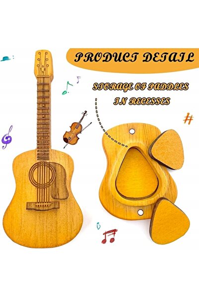 NO BRAND SET PENE DE CHITARĂ DIN LEMN 3 PIESE, SUPORT PENE, SUPORT PENE DE CH...