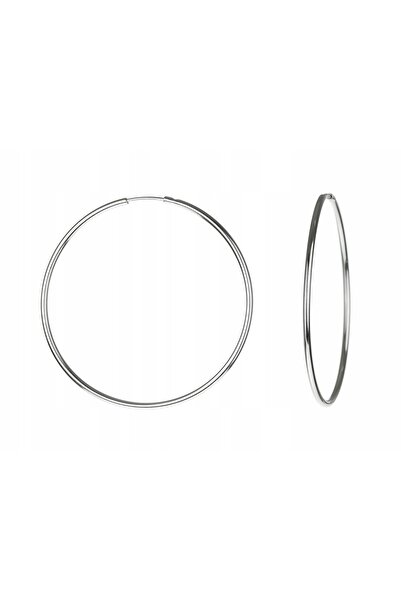 NO BRAND Cercei cerc argintii, mari, 7cm, grosime 70mm, grosime 1.8mm, argint...