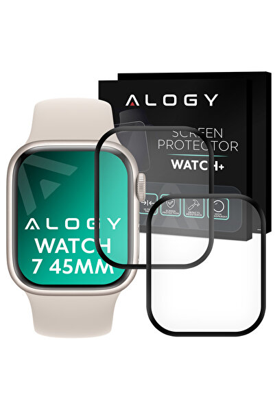 NO BRAND 2x Sticlă flexibilă 3D Alogy pentru Apple Watch 7 45mm Negru