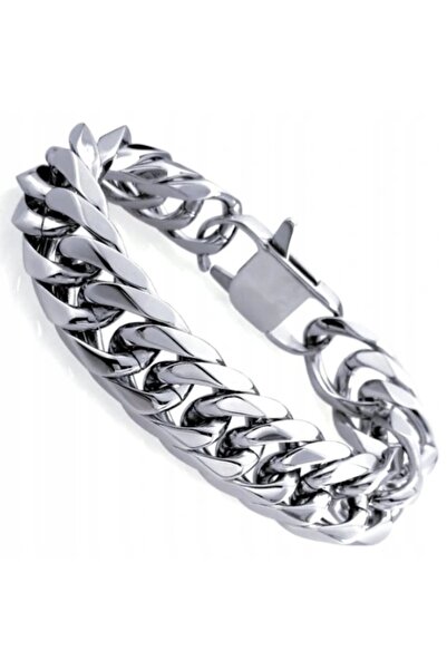NO BRAND Brățară Mega bărbătească tip Pancer, oțel 316L, argintie, 14mm, 21cm...