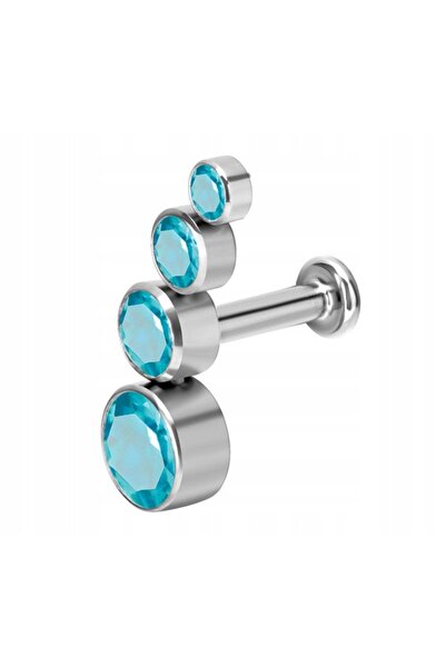 NO BRAND Ornament labret din titan, cristal albastru 1,2/6