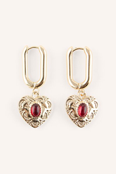 DeFacto Women's Embossed Heart Figured Stone Dangle Earrings Set of 2 I4278Axns
