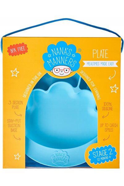 Nana's Manners Nana’s Manners: farfurie cu ventuză din silicon ALBASTRĂ
