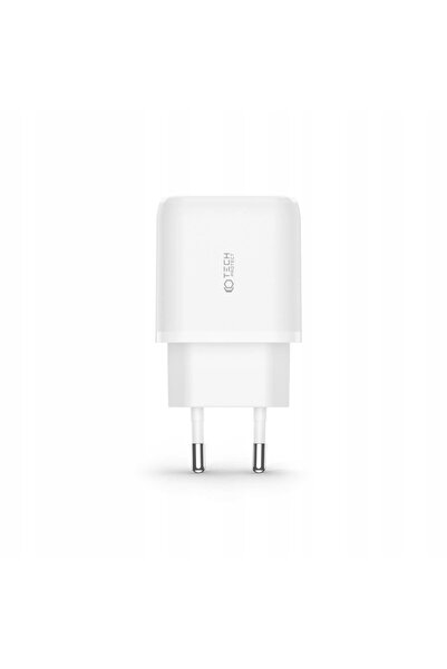 NO BRAND C20W Adaptor de alimentare alb cu 2 porturi USB-C - USB PD20W/QC3.0