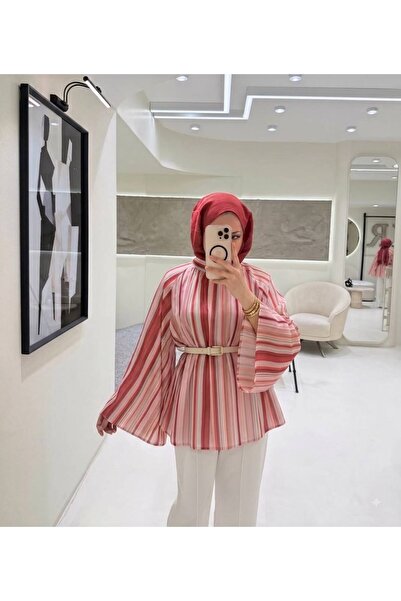 Rose Design Boutique ÇİZGİLİ FENOMEN GÖMLEK(Kemer dahil değildir ipi gönderilir)