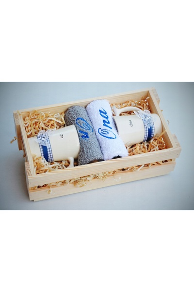 NO BRAND Cadou original de nuntă: Căni și prosoape cu broderie