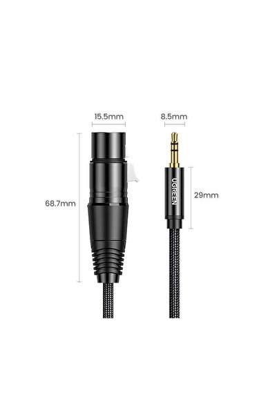 Ugreen Cablu audio AV182 XLR mamă la jack 3.5 tată 2m negru
