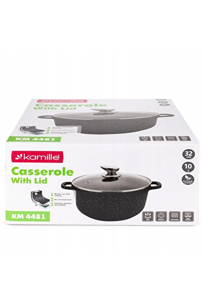 Kamille OALĂ DE MARMURĂ DE 10 L, 32 CM, CU CAPAC DE STICLĂ, COMPATIBILĂ CU PL...