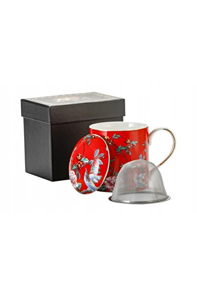 NO BRAND Cană cu infuzor și capac ROȘU 360 ml K3