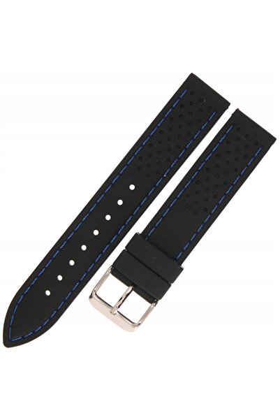 NO BRAND HORIDO 0015 - Negru/Albastru - 18mm - Curea de ceas din silicon