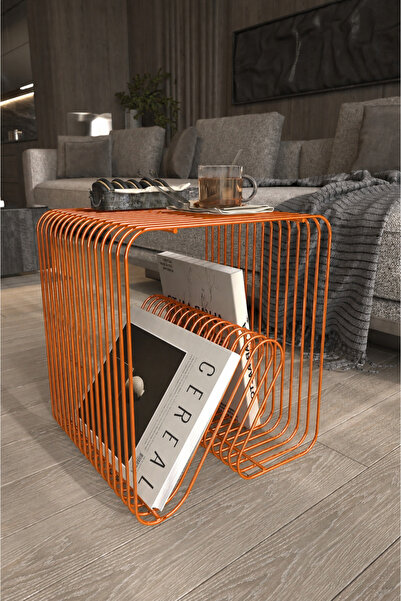 boz concept home Μεταλλικό Βοηθητικό Τραπέζι Space Age με Θήκη για Περιοδικά ...