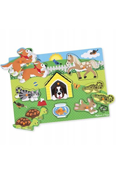 Melissa & Doug Puzzle cu mânere Animale de companie Puzzle din lemn cu piese ...