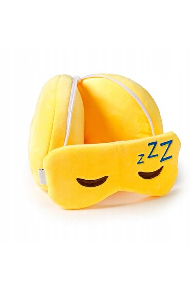 Puckator Pernă auto, Mască de ochi pentru somn în călătorii, Față emoticon, F...