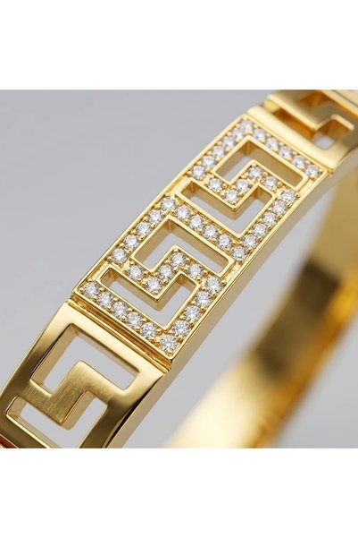 ZEY Steel Bracelet Gold Color Greek Motif Zircon Stone Women's Bracelet Stylish Design
