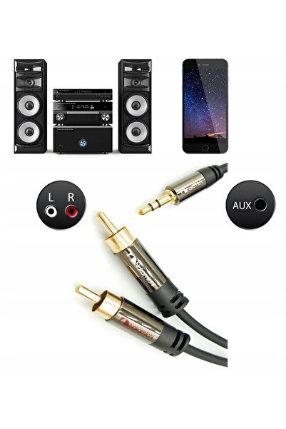 NO BRAND Cablu NAKAMICHI 2RCA-mufă 3.5mm AUX/Cinch OFC 1m
