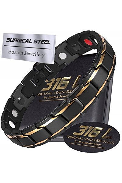 NO BRAND Brățară bărbătească Boston Jewellery din oțel negru, 21,5 cm, reglabilă