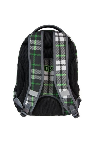 NO BRAND Rucsac școlar cu multiple compartimente, gri-verde în carouri, Coolpack
