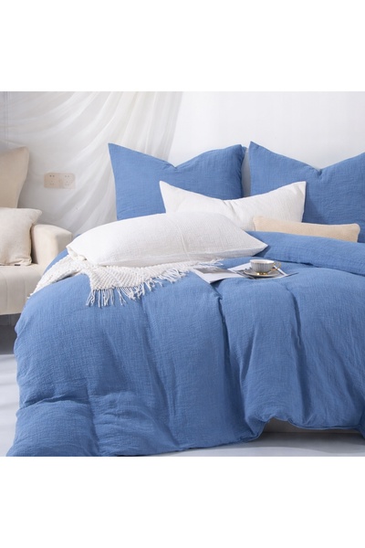 NO BRAND Set lenjerie de pat din muselină de bumbac 140x200, delicat, respira...