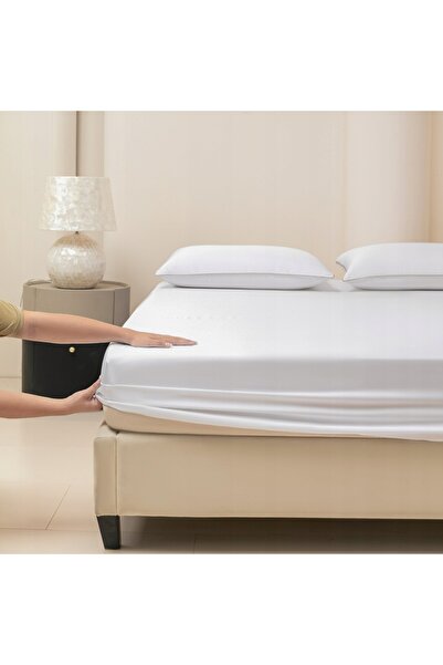 NO BRAND Cearșaf de pat din bambus cu elastic, gros, neted, aerisit, 140x200+...