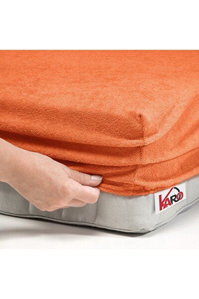 NO BRAND Cearșaf de pat din frotir cu elastic 120x200 roșu terra 025 grosime ...