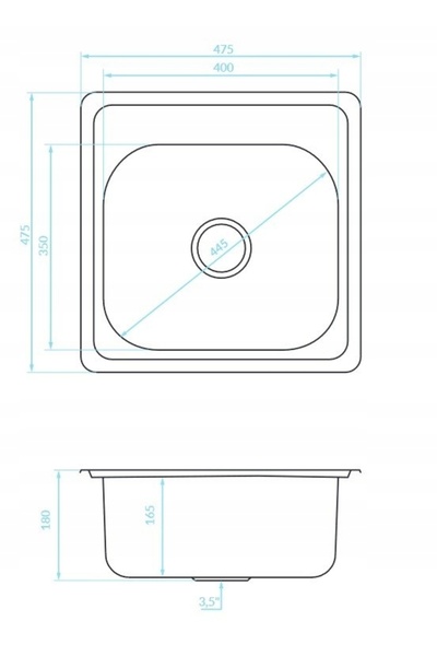 NO BRAND Chiuvetă cu o singură cuvă 47.5x47.5 Dozator de lichid stânga Oțel c...