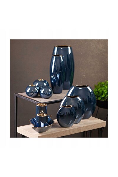 NO BRAND Vază decorativă AMORA1 (1) 22 X 12 X 25 CM ALBASTRU MARIN