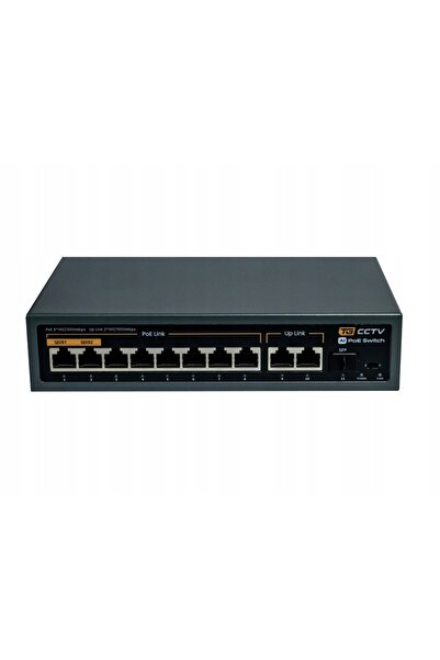 NO BRAND Switch PoE 8+2+1 pentru camere 8x PoE 2x Uplink 1x SFP 120W