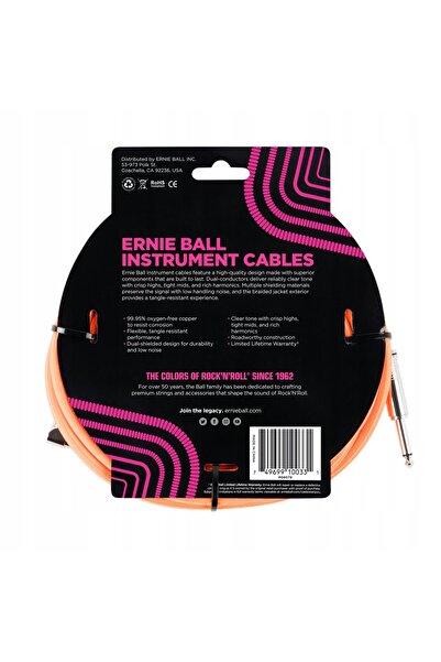 NO BRAND Cablu chitară instrumentală mono JACK 3m Ernie Ball P06079 Portocaliu
