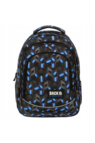NO BRAND Rucsac școlar cu multiple compartimente, albastru, nuanțe de gri și ...