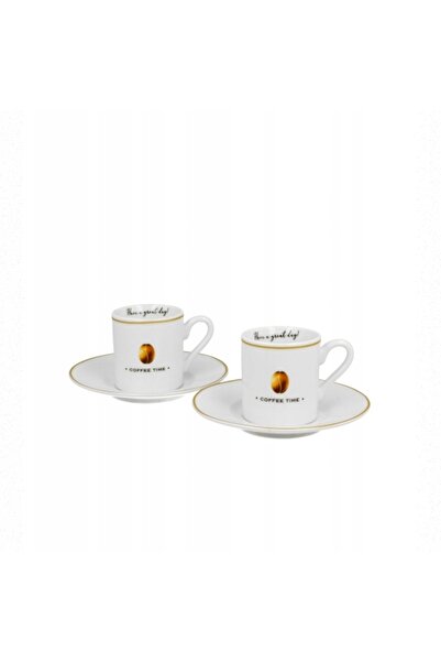 NO BRAND Căni de espresso din porțelan cu farfurioare DUO VARIOUS COFFEE 2 bu...