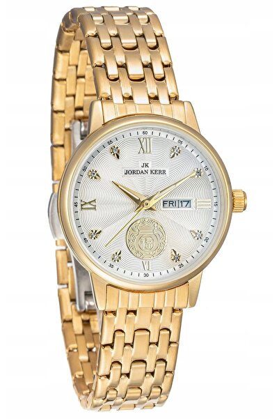 JORDAN KERR Ceas elegant de damă cu cadran auriu și dată L1071 IPG ST 30 mm
