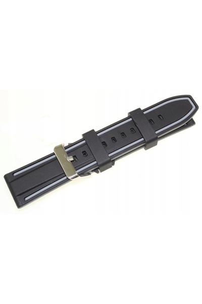NO BRAND Curea de ceas din silicon bicoloră negru-gri 22mm R219