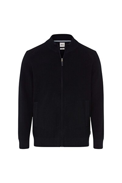 Brax Herren Strickjacke mit Stehkragen - John, Baumwolle-Wollmix, Strukturstrick