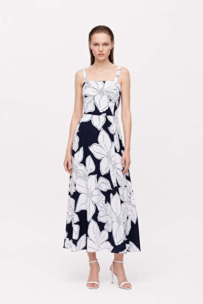 HAKKE Floral strap midi woven dress