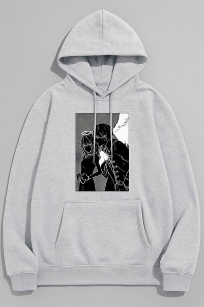JANTIL MODA Unisex Oversize 3 Thread Threaded Kangaroo Pocket "Anime Couple" ...