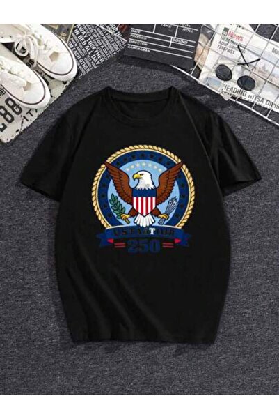 k222 Unisex Printed Loose Round-Neck Casual T-Shirt, American 250th Anniversa...