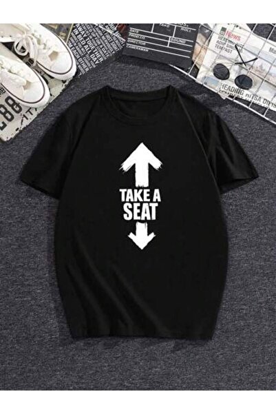 2BIR Satirical 'Please Sit' Pattern Men's - Distressed Arrow Design, Black Ca...