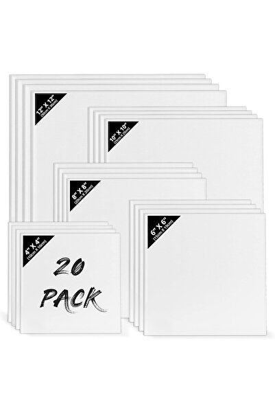 KURTZY Set de 20 de pânze pentru pictură, din bumbac, grosime 3 mm, albe, div...