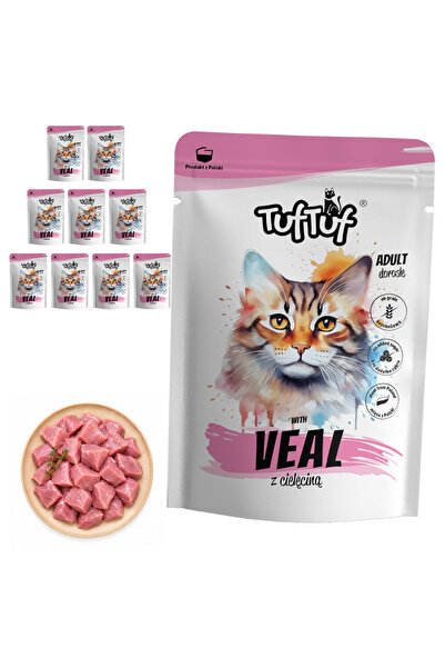 Tuf Tuf TufTuf hrană umedă completă pentru pisici cu vită, pate, plicuri 10x300g