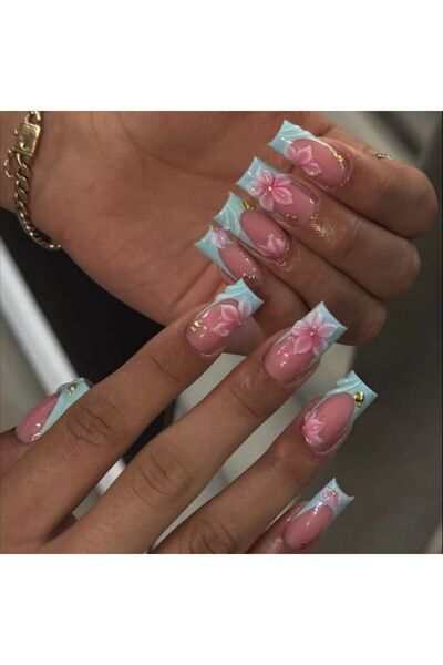 Choice M 10pcs Y2K-Style Handmade Press-On Nails, Featuring a Full-Coverage D...