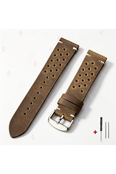 Choice72 22mm Silver Buckle Dark Brown 18mm 19mm 20mm 21mm 22mm 24mm Handmade...