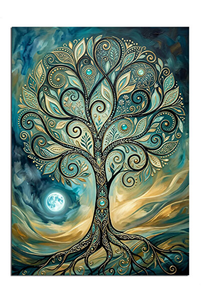 Artmeg Pânză decorativă cu model mandala Arborele vieții - Tablou din lemn MDF